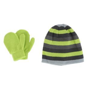 Grand Sierra Kids' 2-4 Striped 2-Piece Winter Beanie and Mitten Set